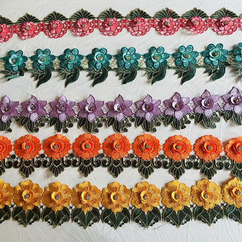 3D Brodery Flower Guipure cu margele multicolor: un amestec perfect de măiestrie și tehnologie