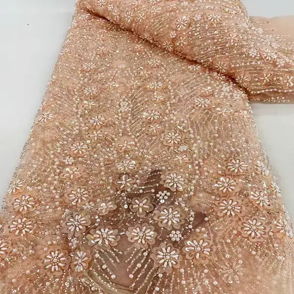 Broderie de lux fabricat de broderii din Tulle din dantelă din ochiuri cu margele
