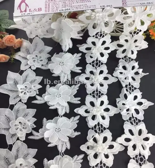 Customizable Fashionable White Milk Silk Embroidered Lace Clothing Accessories