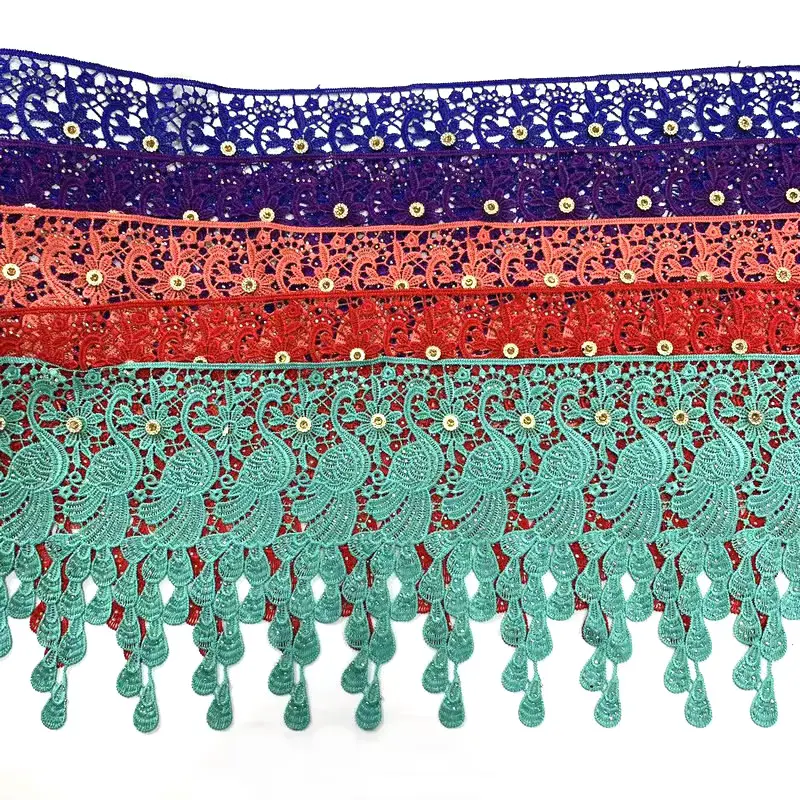 Wholesale 25cm Embroidery Polyester Trim Ab Sequins Lace With 3d Rose Flower For Clothing