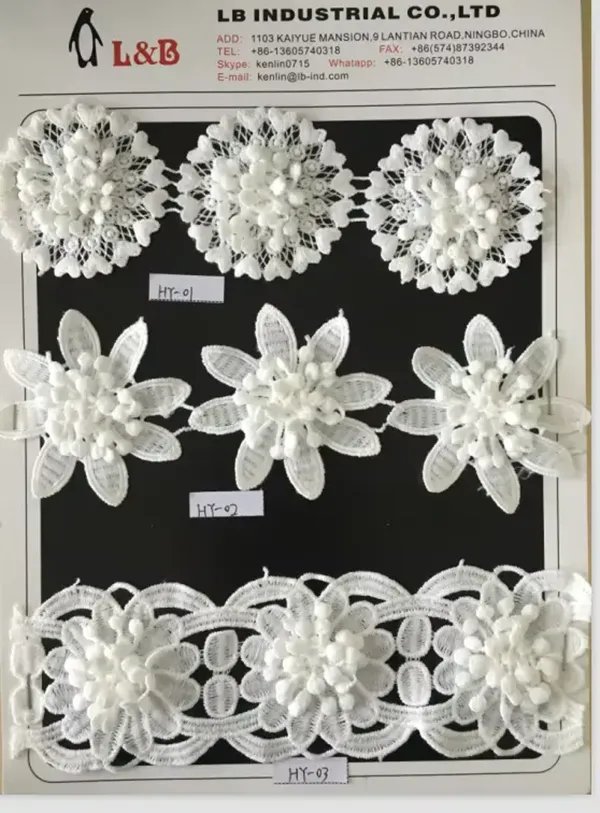 Multicolor Embroidered Lace With 3d Mesh Flowers Ribbon Beaded Tube Barcode Embroidery Lace
