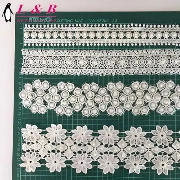 Multicolor Embroidered Lace With 3d Mesh Flowers Ribbon Beaded Tube Barcode Embroidery Lace