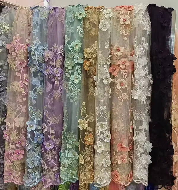 3d Embroidery Flower Applique Beads And Sequins Embroidered Lace Fabric 3d Embroidery Flower Applique Beads And Sequins Embroidered Lace Fabric