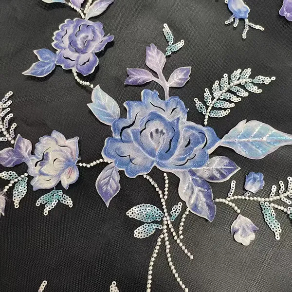 3d Embroidery Flower Applique Beads And Sequins Embroidered Lace Fabric 3d Embroidery Flower Applique Beads And Sequins Embroidered Lace Fabric