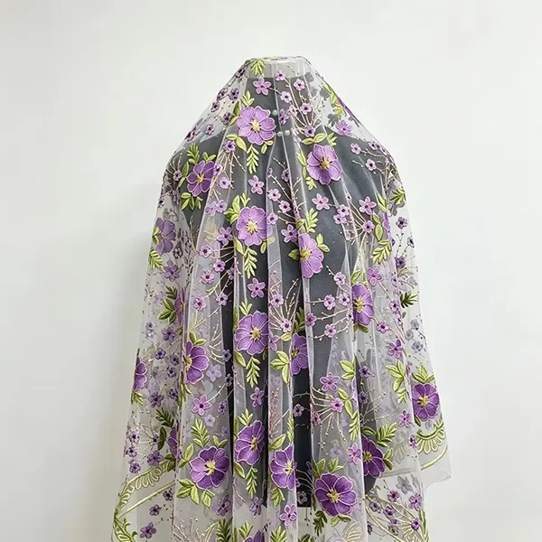 Vintage Multi Color Embroidery Mesh Lace Fabric For Dresses Vintage Multi Color Embroidery Mesh Lace Fabric For Dresses