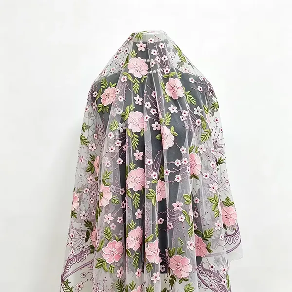 Vintage Multi Color Embroidery Mesh Lace Fabric For Dresses Vintage Multi Color Embroidery Mesh Lace Fabric For Dresses