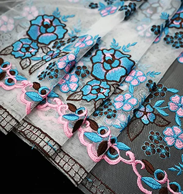 Vintage Multi Color Embroidery Mesh Lace Fabric For Dresses Vintage Multi Color Embroidery Mesh Lace Fabric For Dresses