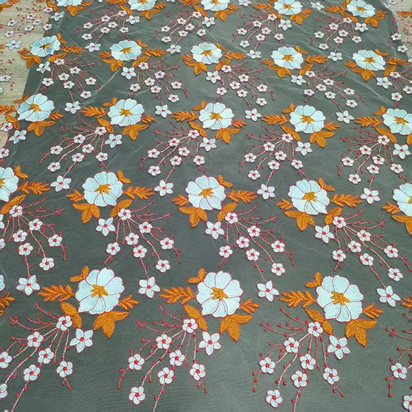 Vintage Multi Color Embroidery Mesh Lace Fabric For Dresses Vintage Multi Color Embroidery Mesh Lace Fabric For Dresses