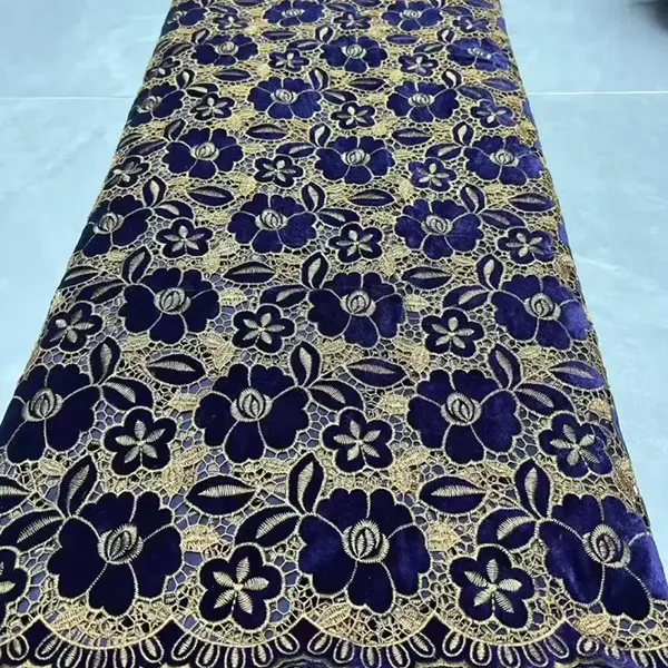 Wholesale Luxury Velvet Guipure Lace Middle East Velvet Lace Fabric Fashion High Quality Velvet Lace