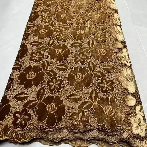 Wholesale Luxury Velvet Guipure Lace Middle East Velvet Lace Fabric Fashion High Quality Velvet Lace