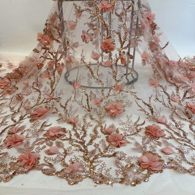 Bead Dantelă 2024 Mesh 3d Brodated Applique Flower Floidery Tulle