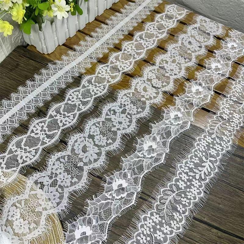 Tunderea din dantelă din dantelă din nylon în formă de ventilator pentru decorarea lenjeriei de lenjerie Double scallopate din dantelă cu dantelă cu dantelă