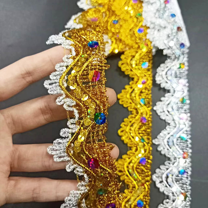 Accesorii pentru îmbrăcăminte pentru îmbrăcăminte din aur și argint border dantelă cu fir de aur multicolor din aur din auriu metalic