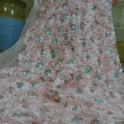 Țesătură de nuntă de trandafiri 3d covor rochie moale de mireasă țesătură din dantelă cu paiete