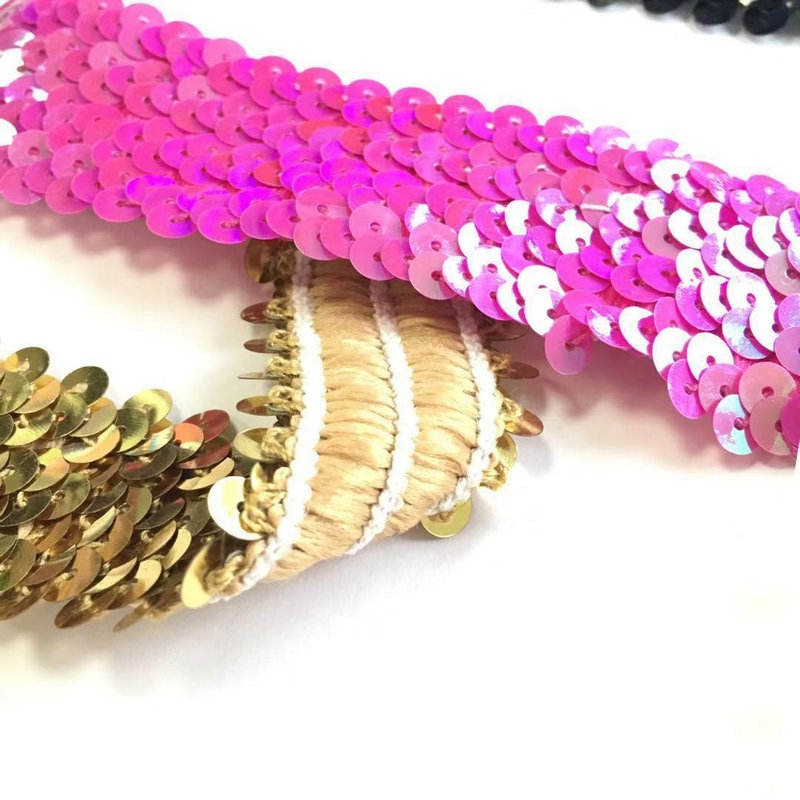Diferite lățime Bling Finisaj Bling Braid Elastic Sequin Dantelă