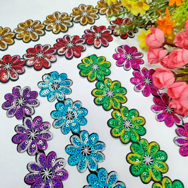Sequins Accesorii pentru îmbrăcăminte Tunderea din dantelă cu lipici din spate
