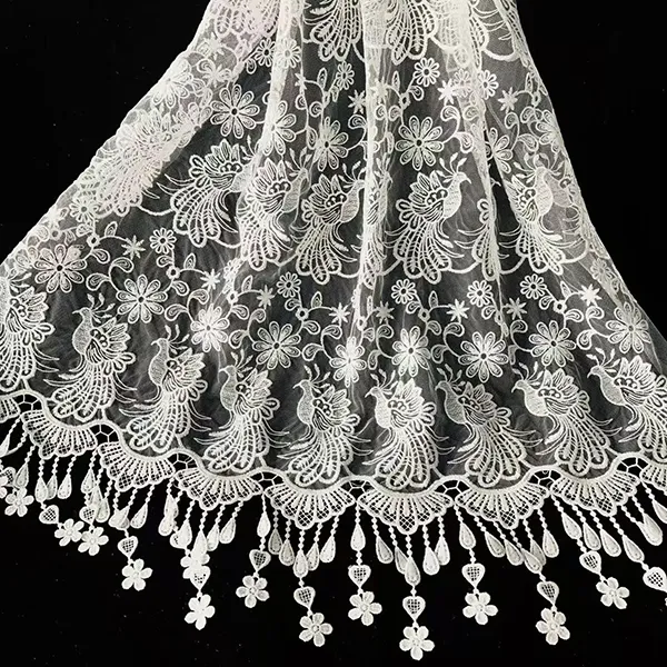 Broderie păsări și flori model chimic din dantelă de dantelă